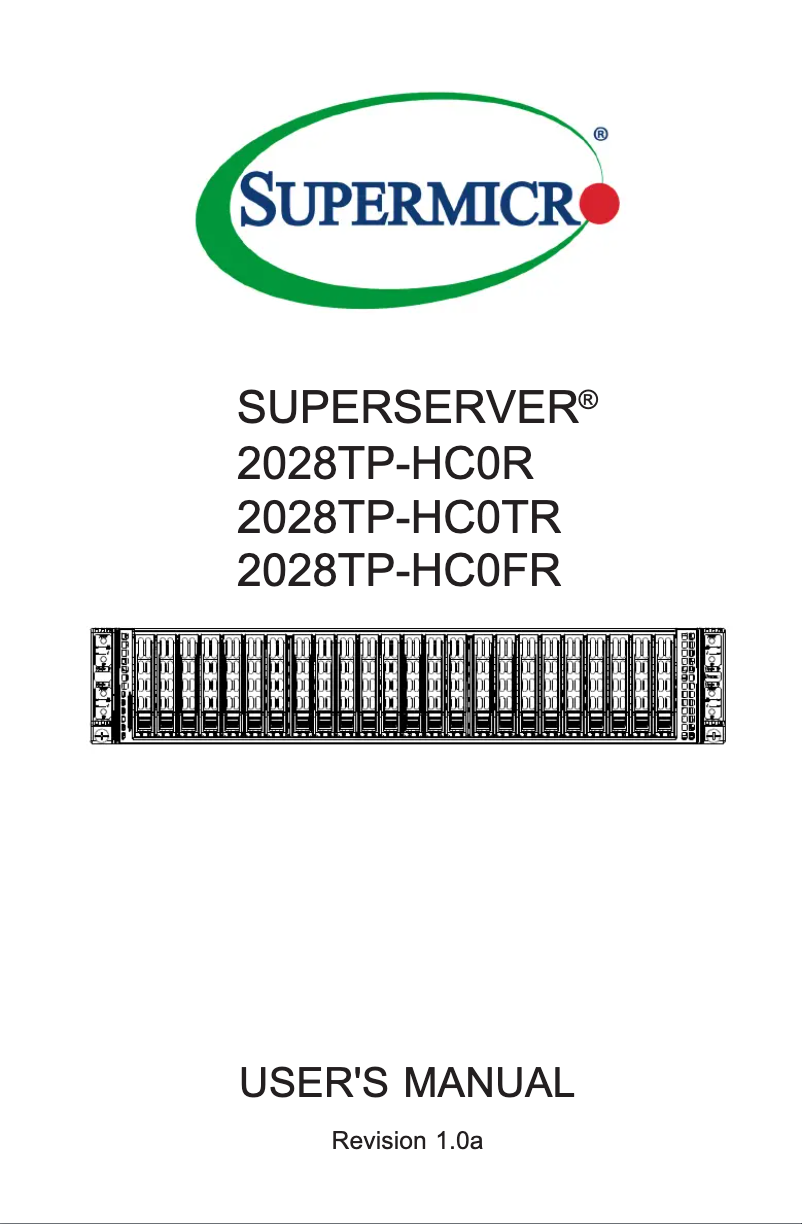 Page 1 de la notice Manuel utilisateur Supermicro SuperServer 2028TP-HC0TR