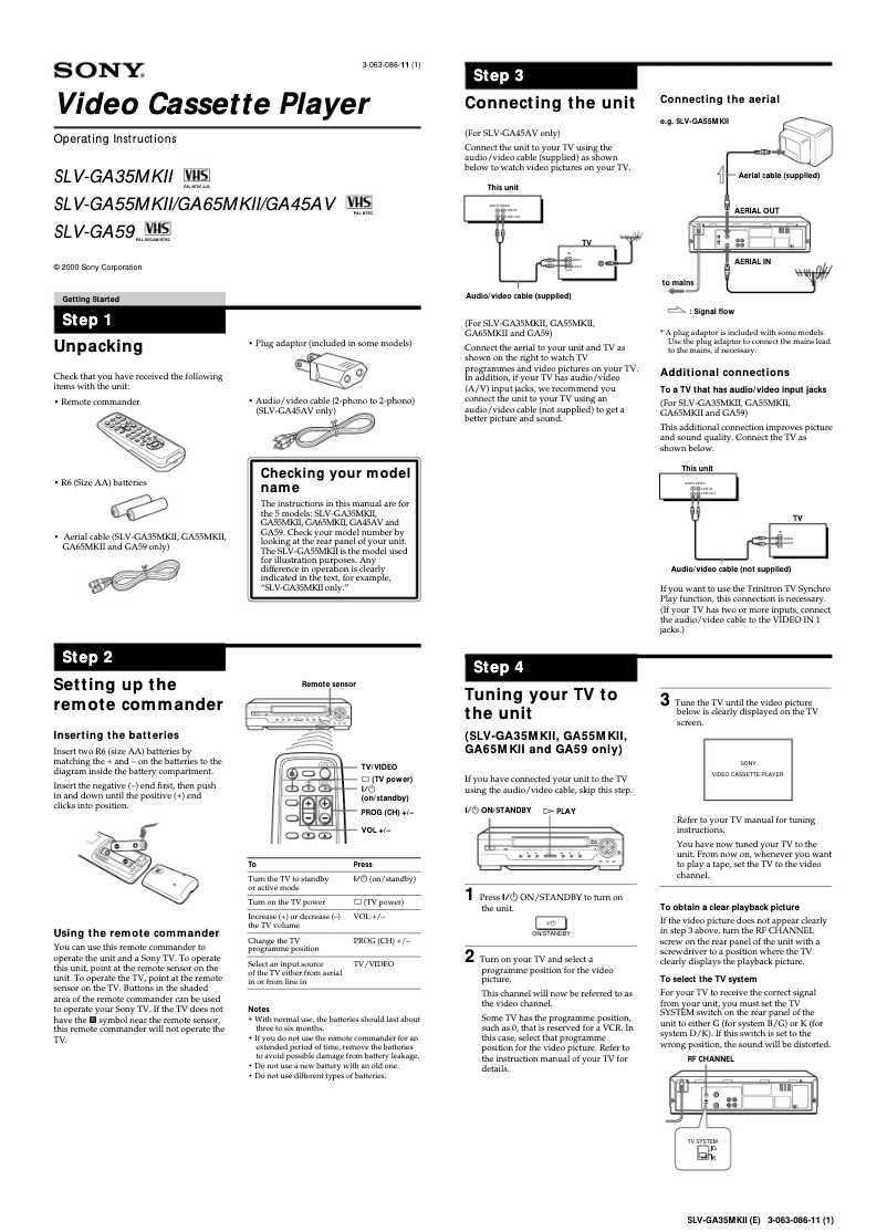 Page 1 de la notice Manuel utilisateur Sony SLV-GA45AV