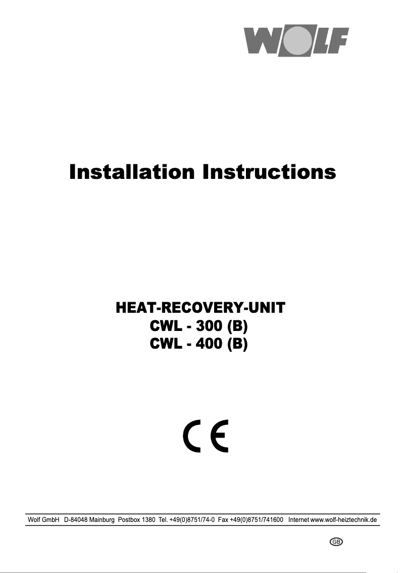 Page 1 de la notice Manuel utilisateur Wolf CWL-T-300
