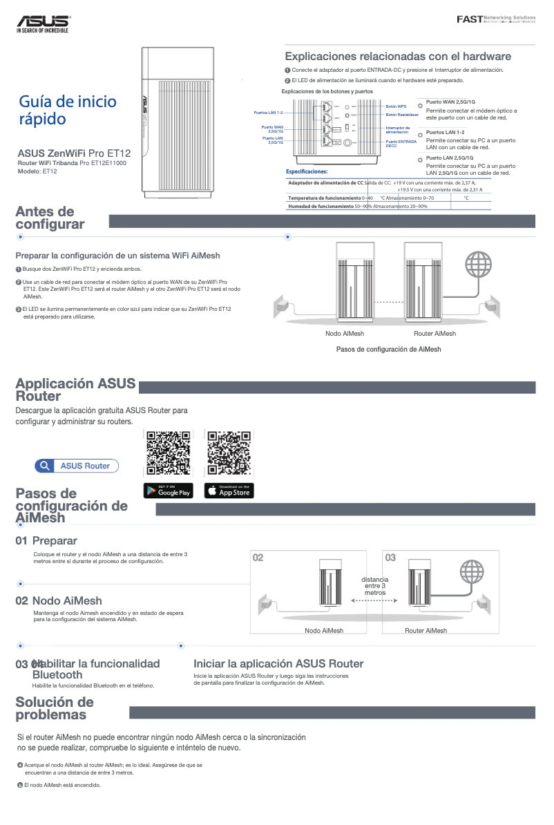 Page 1 de la notice Guide de démarrage rapide Asus ZenWiFi Pro ET12