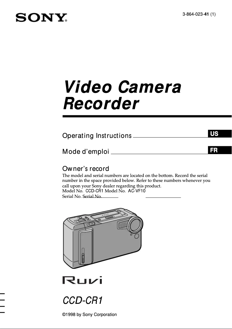 Página 1 del manual Manual de usuario Sony CCD-CR1