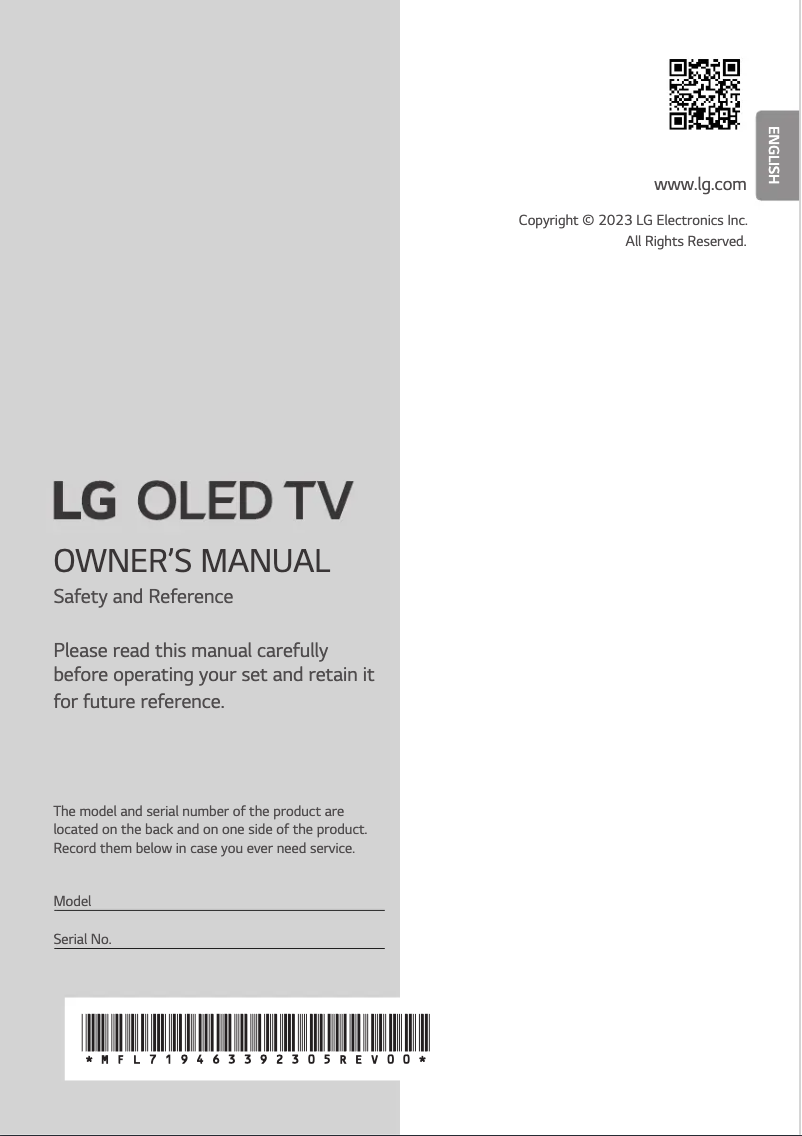 Page n°1 - Manuel utilisateur LG OLED77M39LA