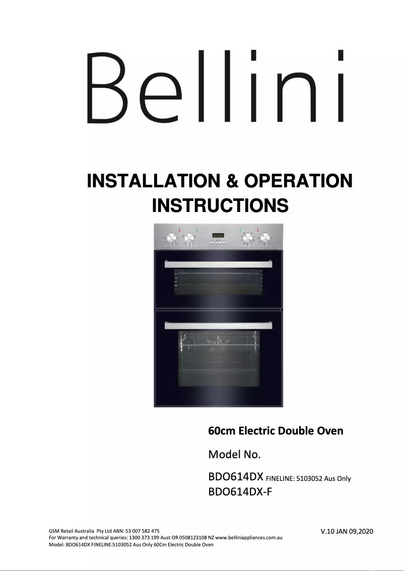 Página 1 del manual Manual de usuario Bellini BDO614DX-F