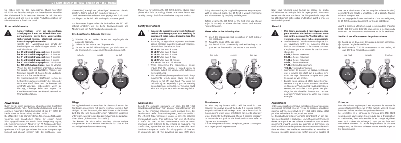 Page n°1 - Manuel utilisateur Beyerdynamic DT 1350