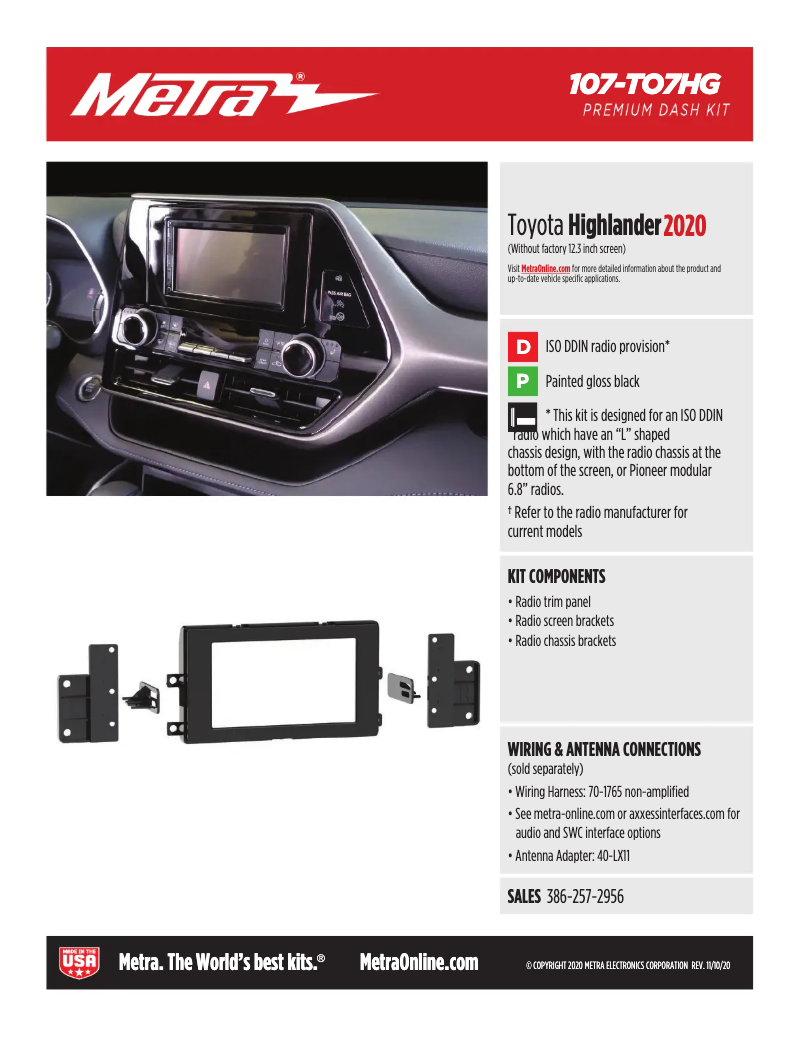 Página 1 del manual Ficha técnica Metra 107-TO7HG