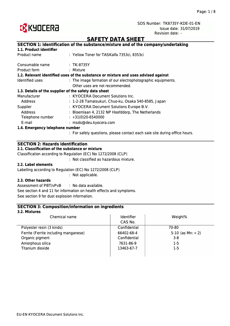 Image de la première page du manuel de l'appareil TASKalfa 7353ci