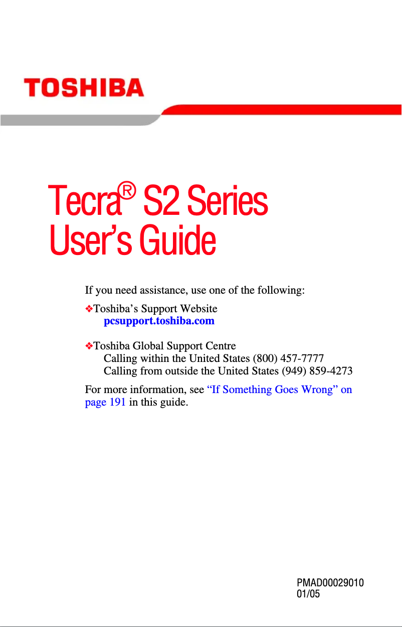 Page n°1 - Manuel utilisateur Toshiba Tecra S2