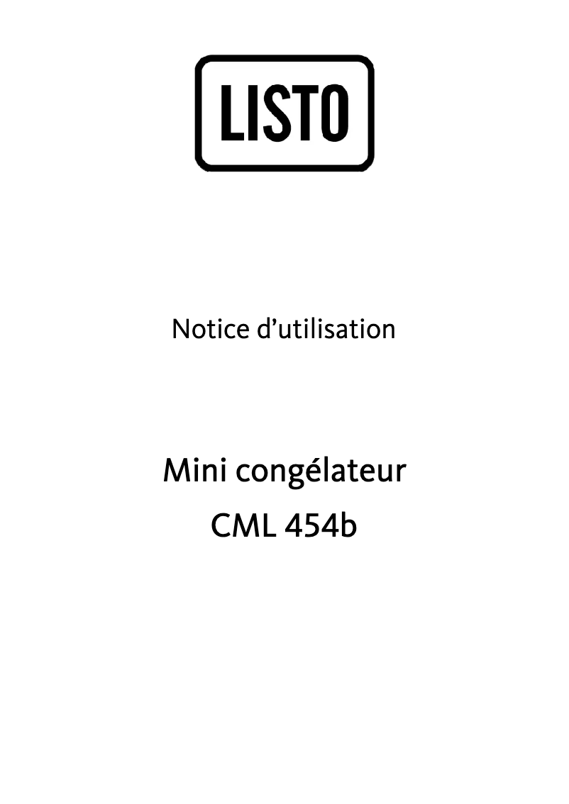 Page 1 de la notice Manuel utilisateur Listo CML 454b