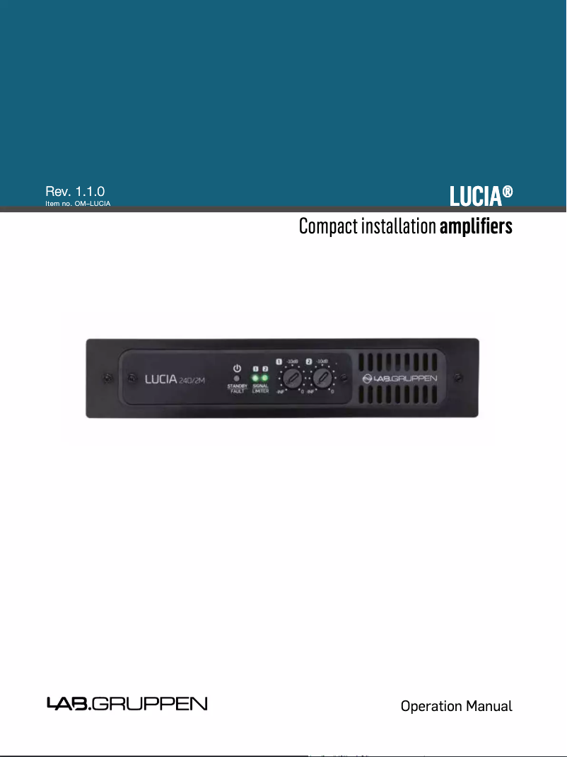 Page n°1 - Manuel utilisateur Lab Gruppen LUCIA 240/2M