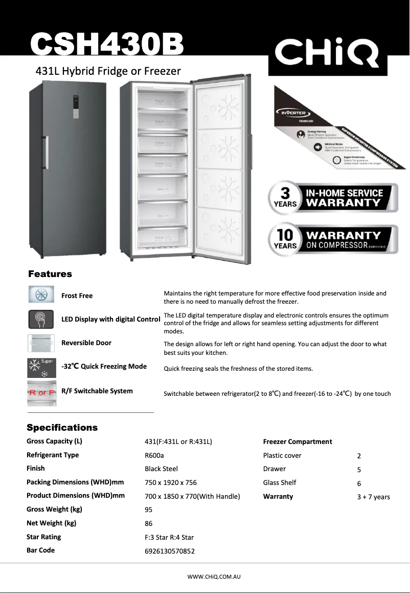 Image de la première page du manuel de l'appareil CSH430B