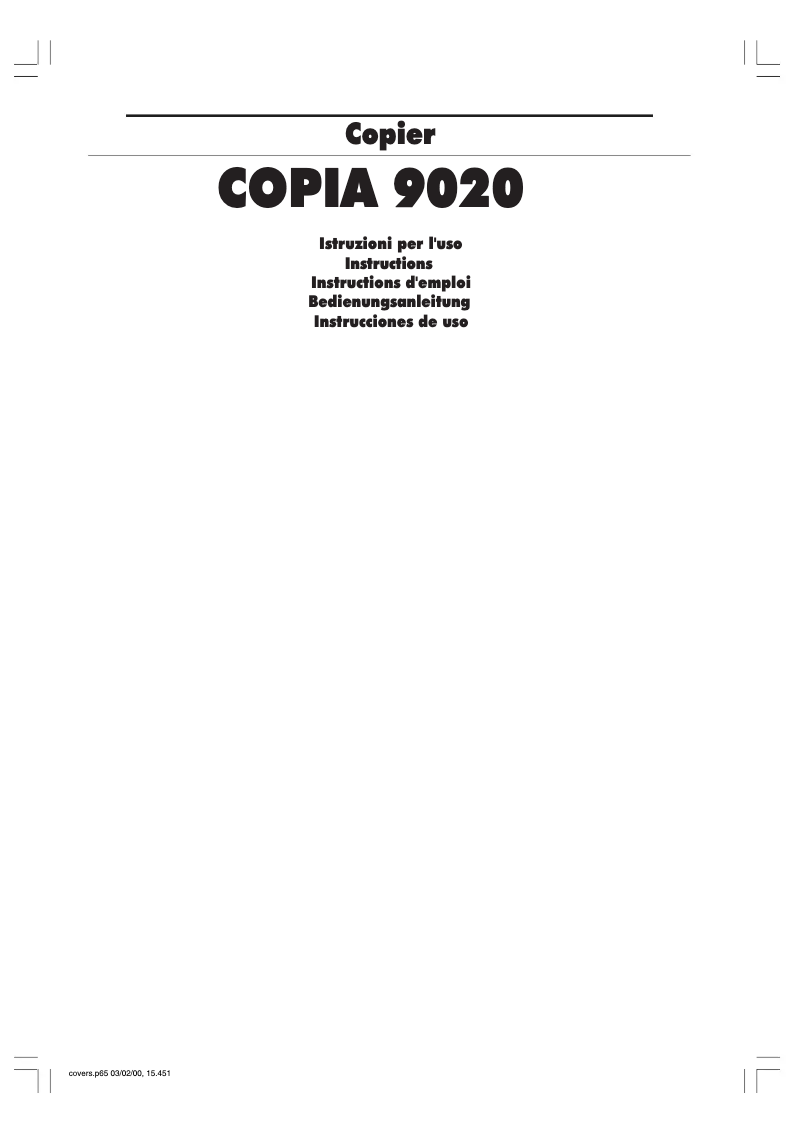 Image de la première page du manuel de l'appareil Copia 9020