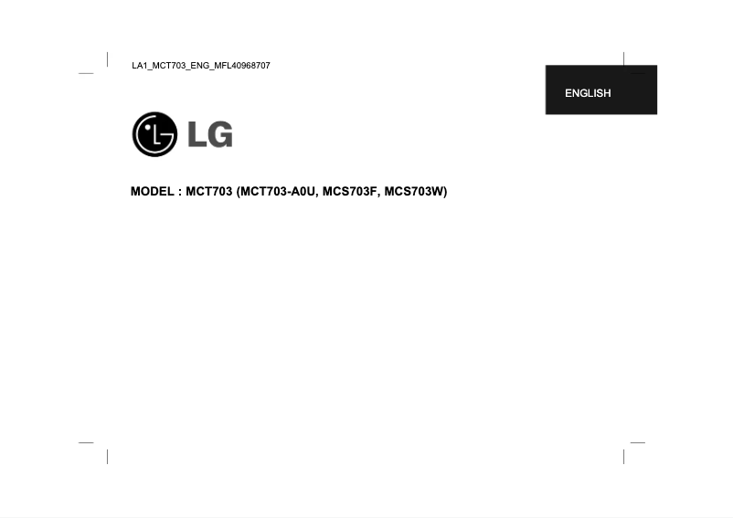 Page 1 de la notice Manuel utilisateur LG MCT703