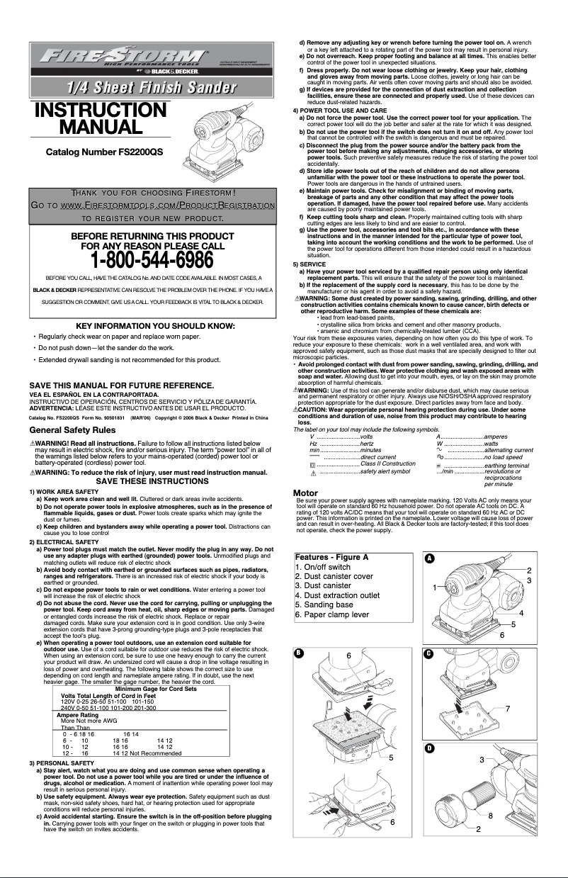 Page 1 de la notice Manuel utilisateur Black & Decker FS2200QS