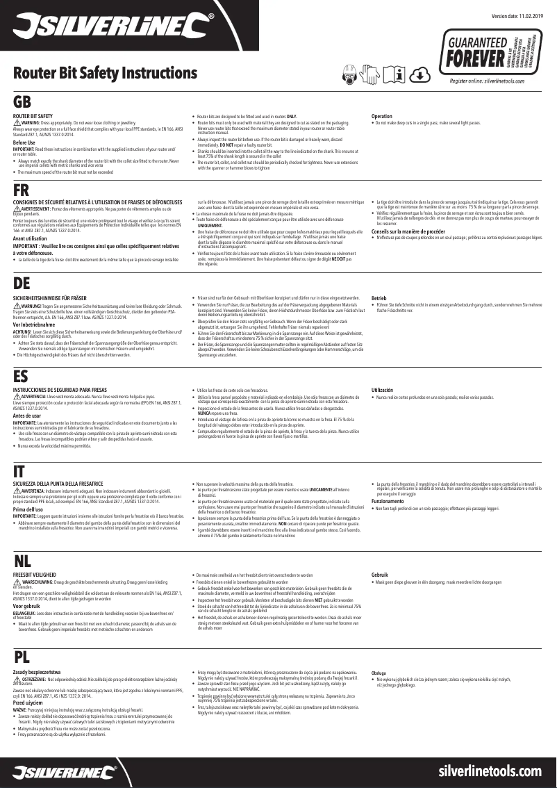 Page n°1 - Manuel utilisateur Silverline 580422