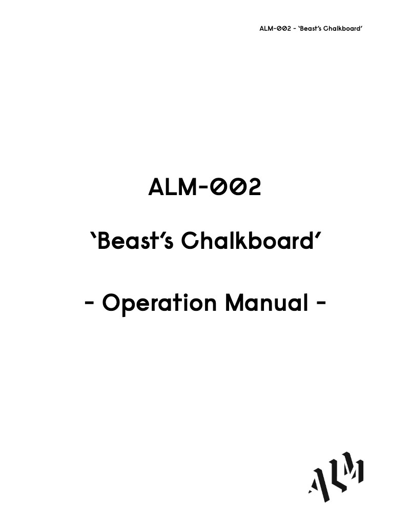 Page n°1 - Manuel utilisateur ALM Beast's Chalkboard ALM-002