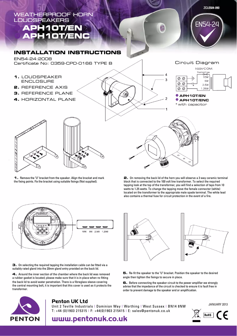 Page n°1 - Manuel utilisateur Penton APH10T/ENC