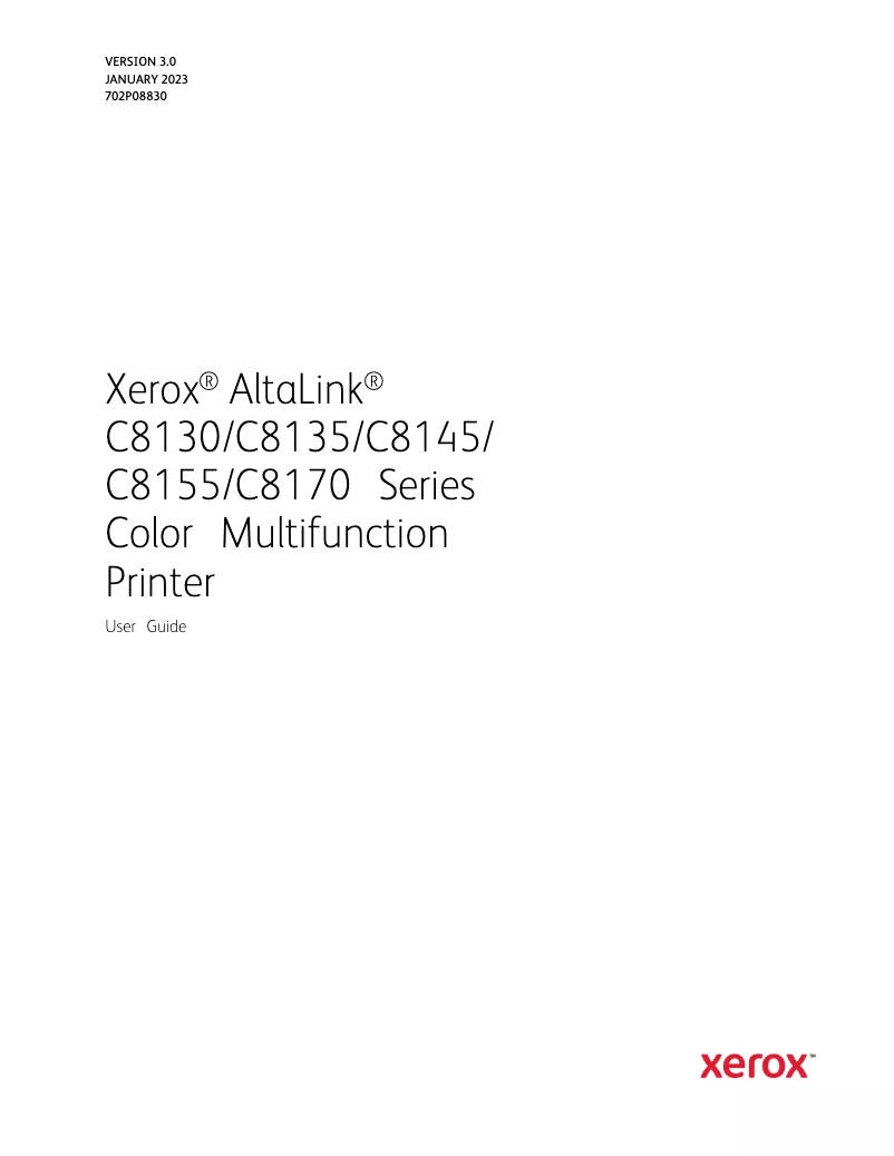 Image de la première page du manuel de l'appareil AltaLink C8130