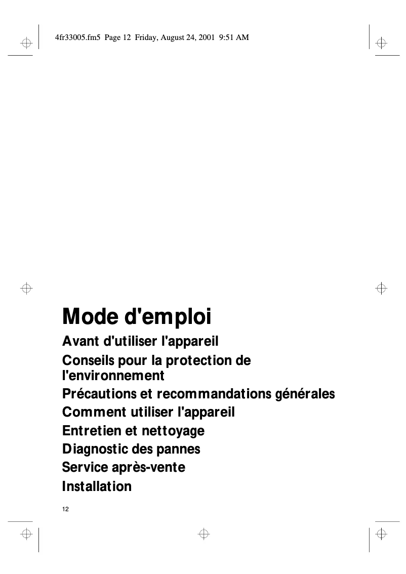 Image de la première page du manuel de l'appareil MSK 3360 IN
