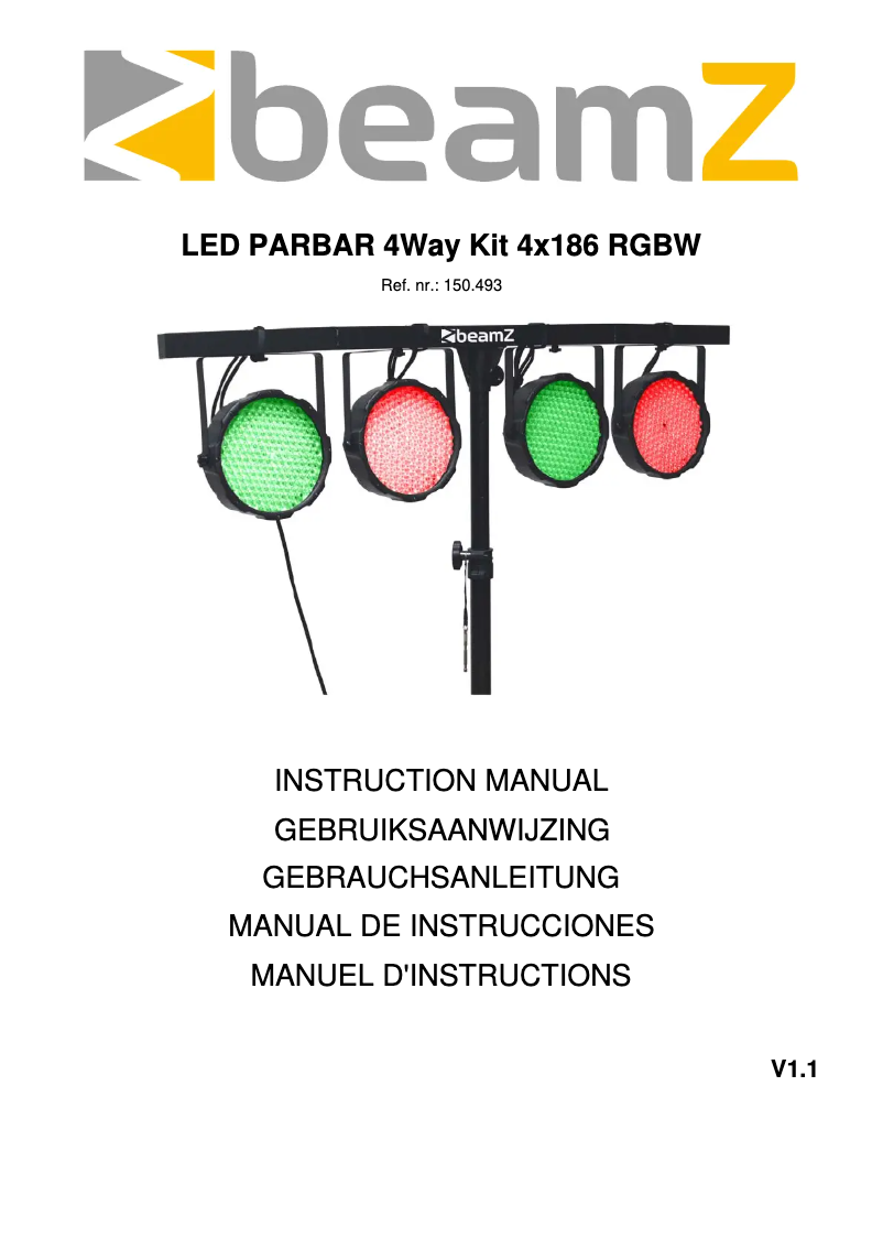 Page n°1 - Manuel utilisateur BeamZ LED Parbar 4-Way Kit 150.493