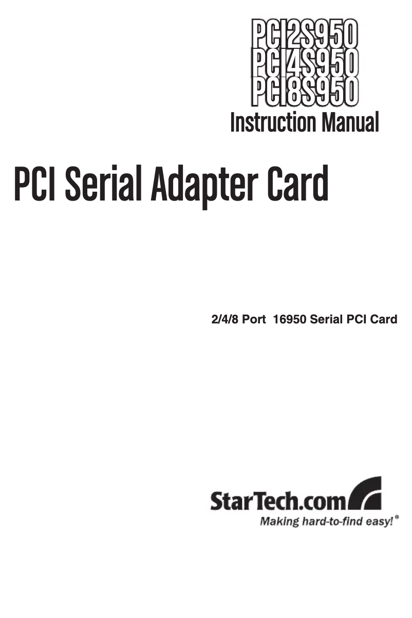 Page n°1 - Manuel utilisateur StarTech.com PCI8S950