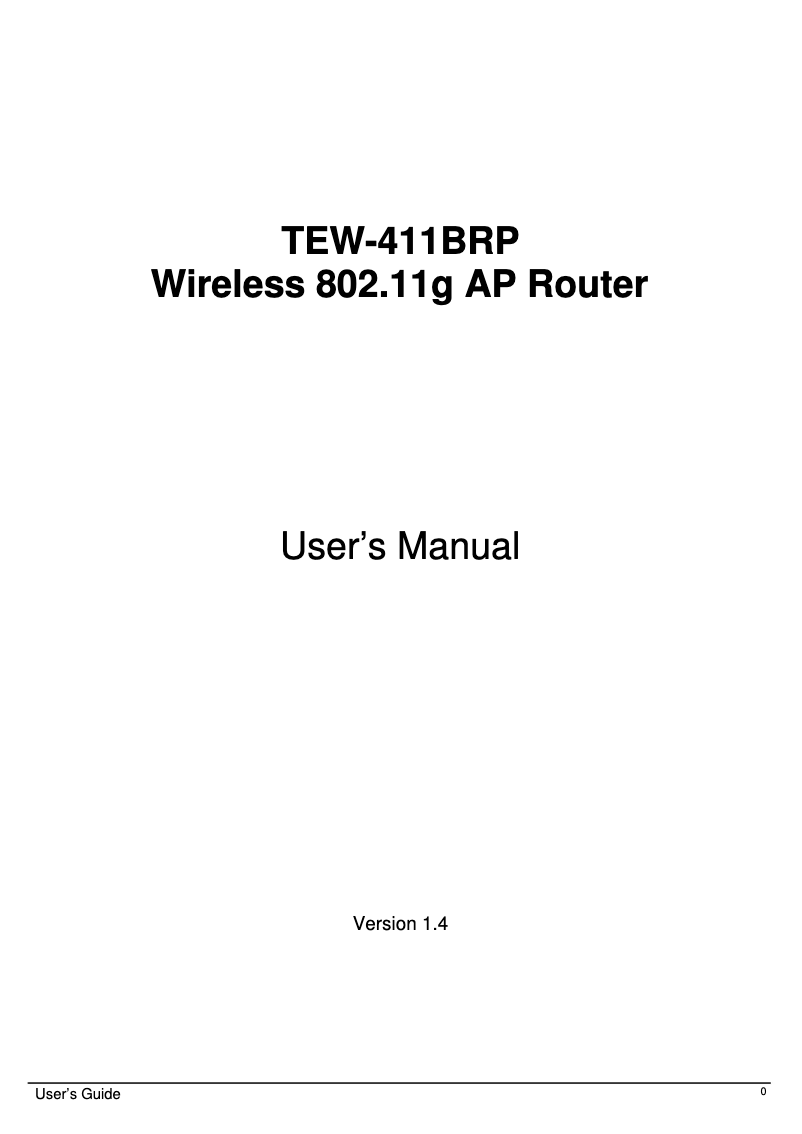 Page n°1 - Manuel utilisateur TRENDnet TEW-411BRP