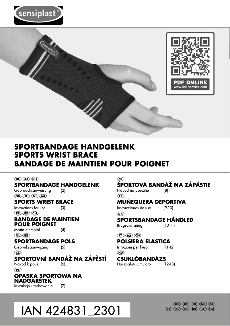 Page n°1 - Manuel utilisateur Sensiplast IAN 424831
