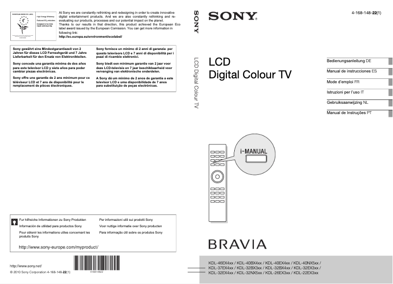 Page 1 de la notice Manuel utilisateur Sony Bravia KDL-37EX403