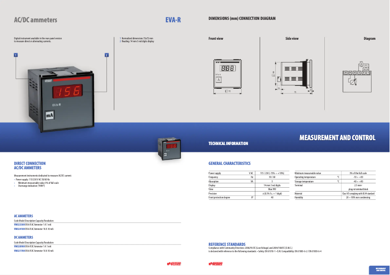 Page n°1 - Fiche technique Vemer EVA-R