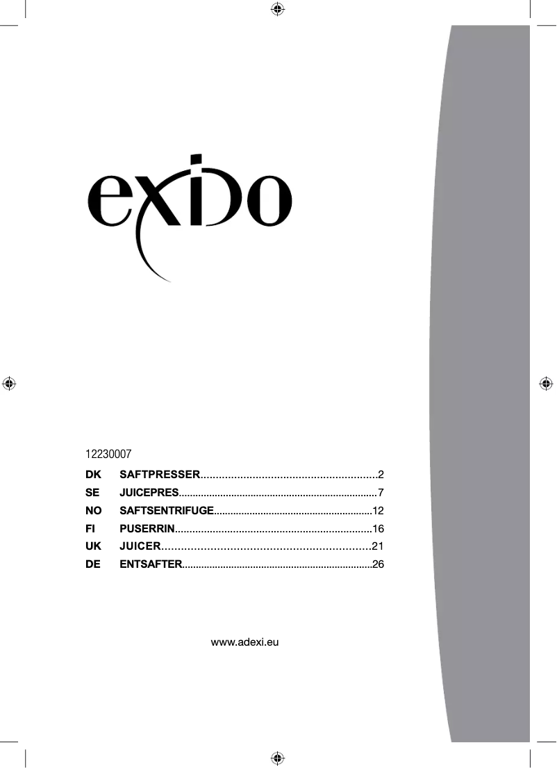 Page n°1 - Manuel utilisateur Exido 12230007