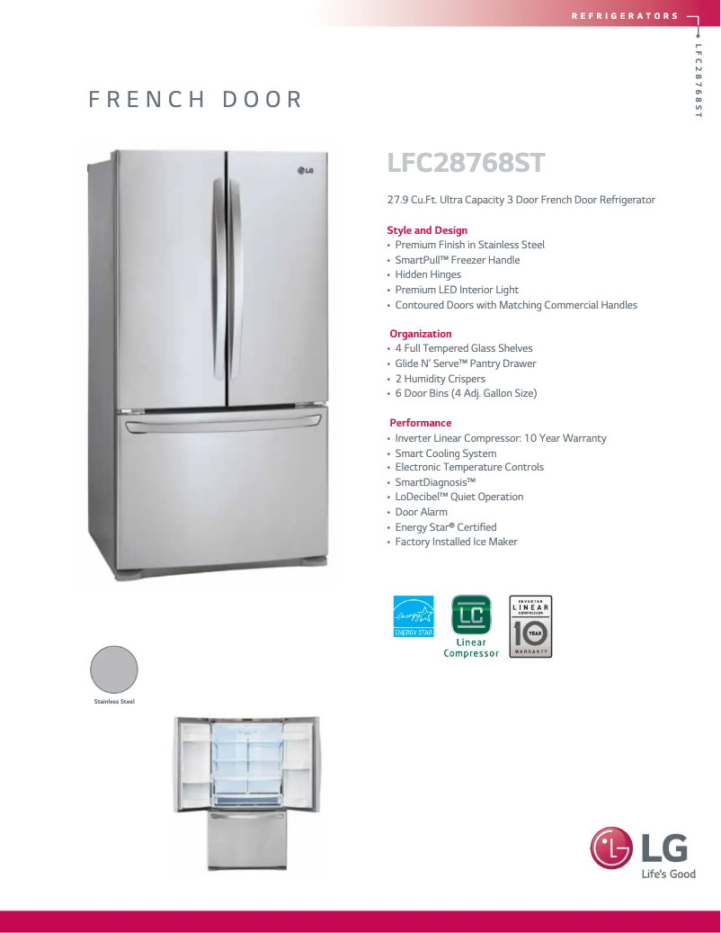 Página 1 del manual Ficha técnica LG LFC28768ST