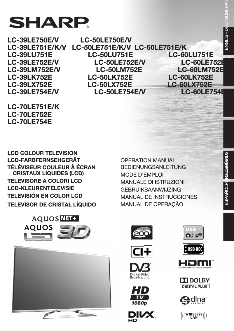 Page 1 de la notice Manuel utilisateur Sharp Aquos LC-39LE752E