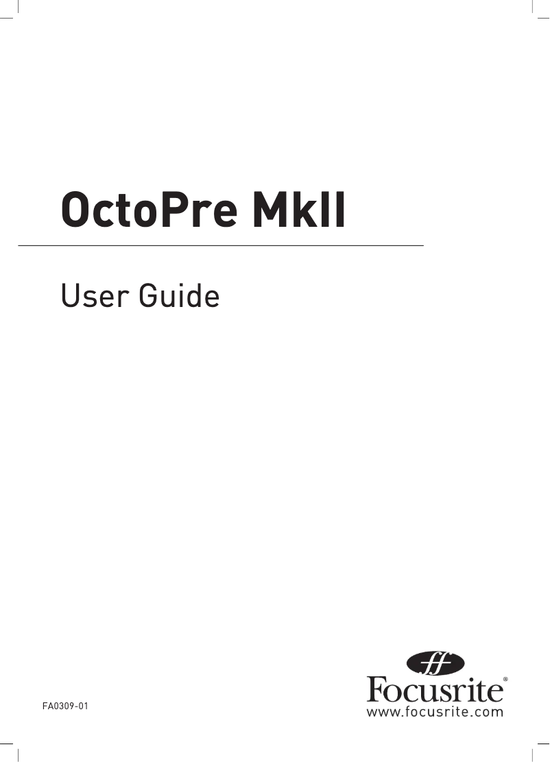 Image de la première page du manuel de l'appareil OctoPre MKII