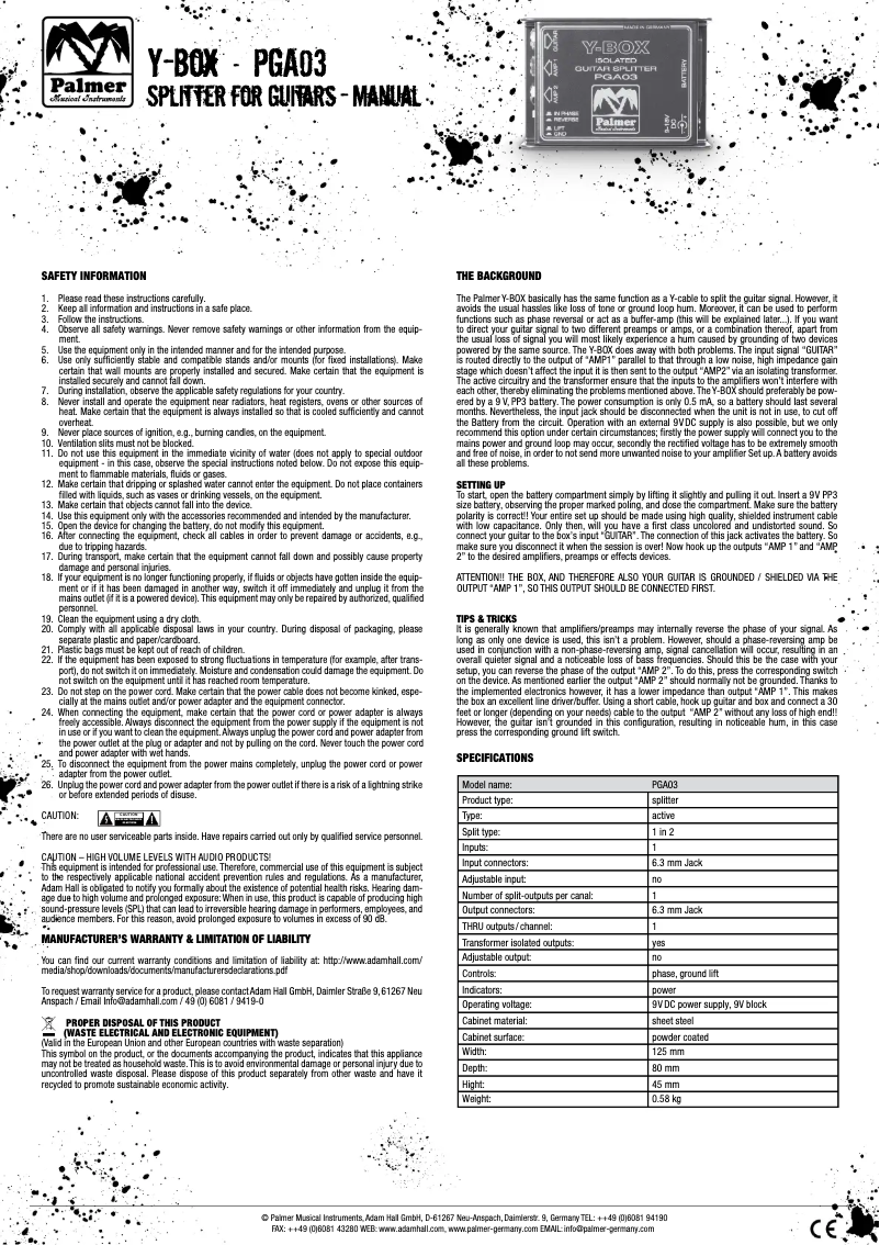 Image de la première page du manuel de l'appareil PGA03