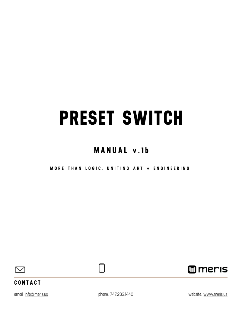 Page n°1 - Manuel utilisateur Meris Preset Switch