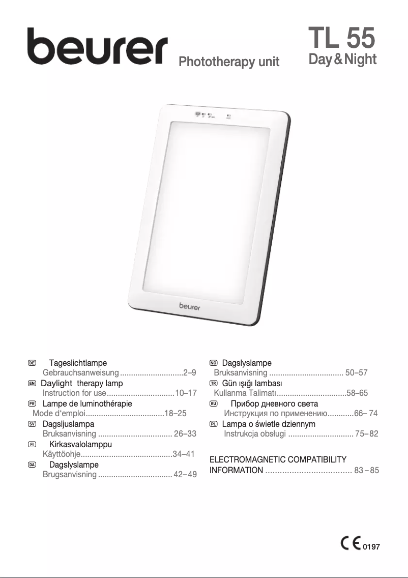 Page n°1 - Manuel d'utilisation et d'entretien Beurer TL 55