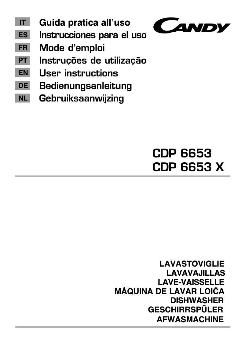 Page n°1 - Manuel utilisateur Candy CDP 6653X