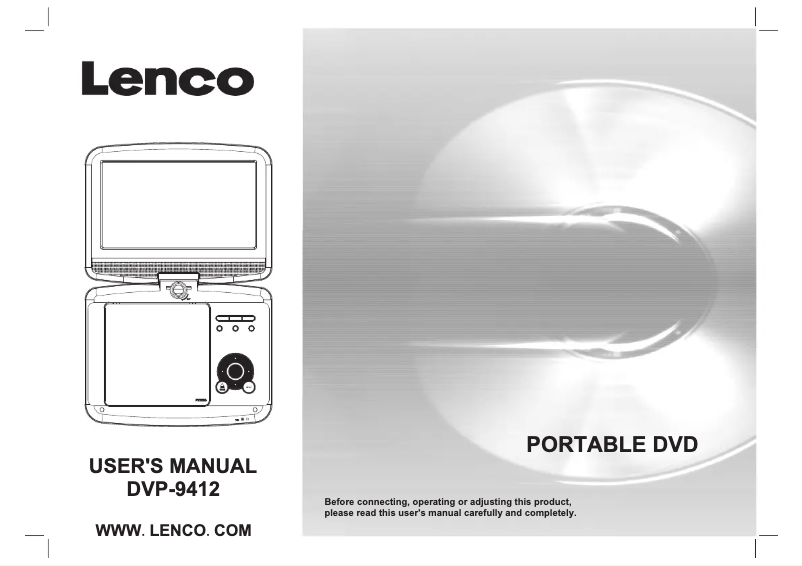 Page 1 de la notice Manuel utilisateur Lenco DVP-9412