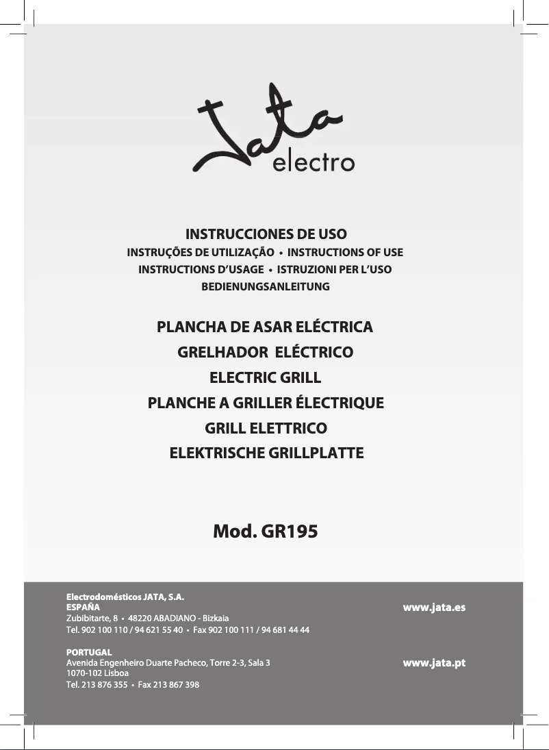 Page 1 de la notice Manuel utilisateur Jata GR195