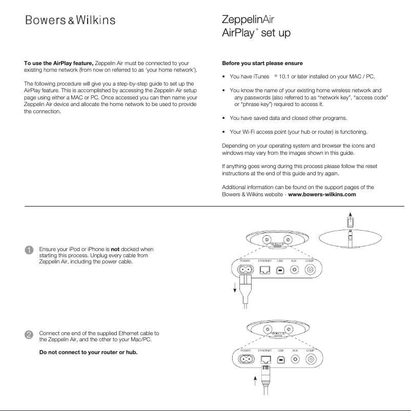 Página 1 del manual Manual de usuario Bowers & Wilkins Zeppelin Air