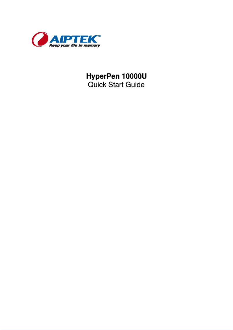 Page 1 de la notice Manuel utilisateur Aiptek HyperPen 10000U