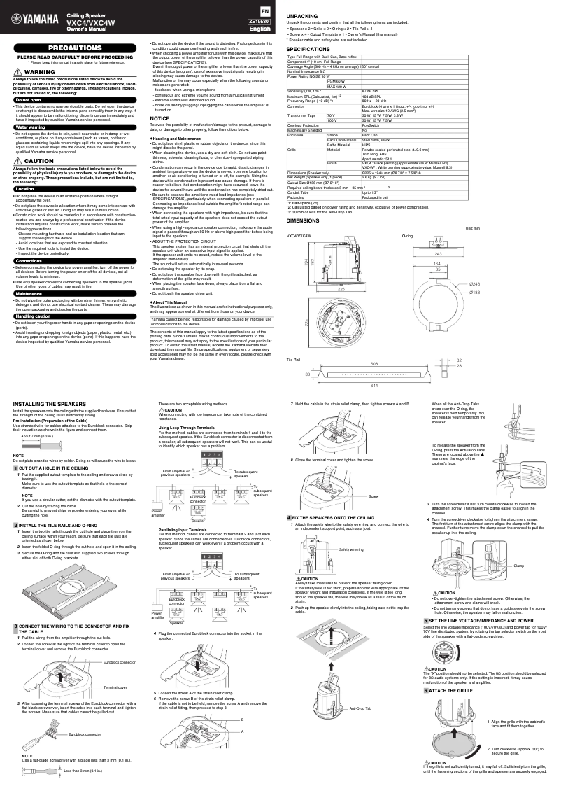 Page 1 de la notice Manuel utilisateur Yamaha VXC4