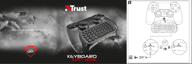 Page 1 de la notice Manuel utilisateur Trust GXT 252 PS4 Snap-on Keyboard
