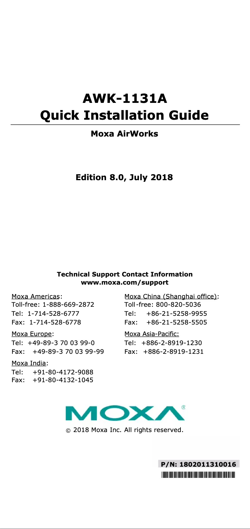 Page n°1 - Manuel utilisateur Moxa AWK-1131A
