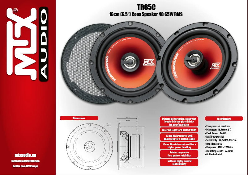 Page n°1 - Manuel utilisateur MTX Audio TR65C
