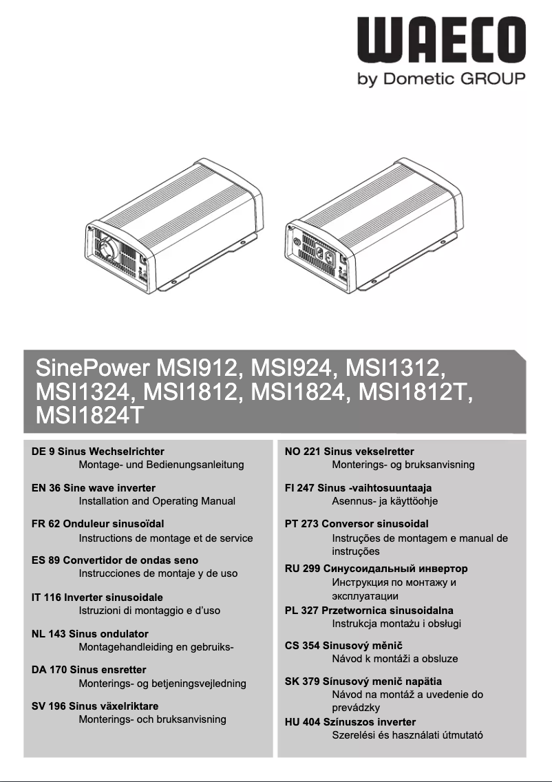 Page n°1 - Manuel utilisateur Waeco SinePower MSI1812T