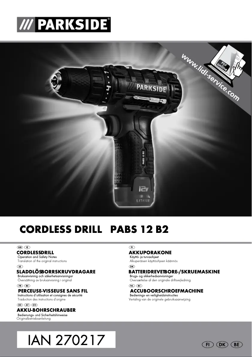 Page n°1 - Manuel utilisateur Parkside PABS 12 B2