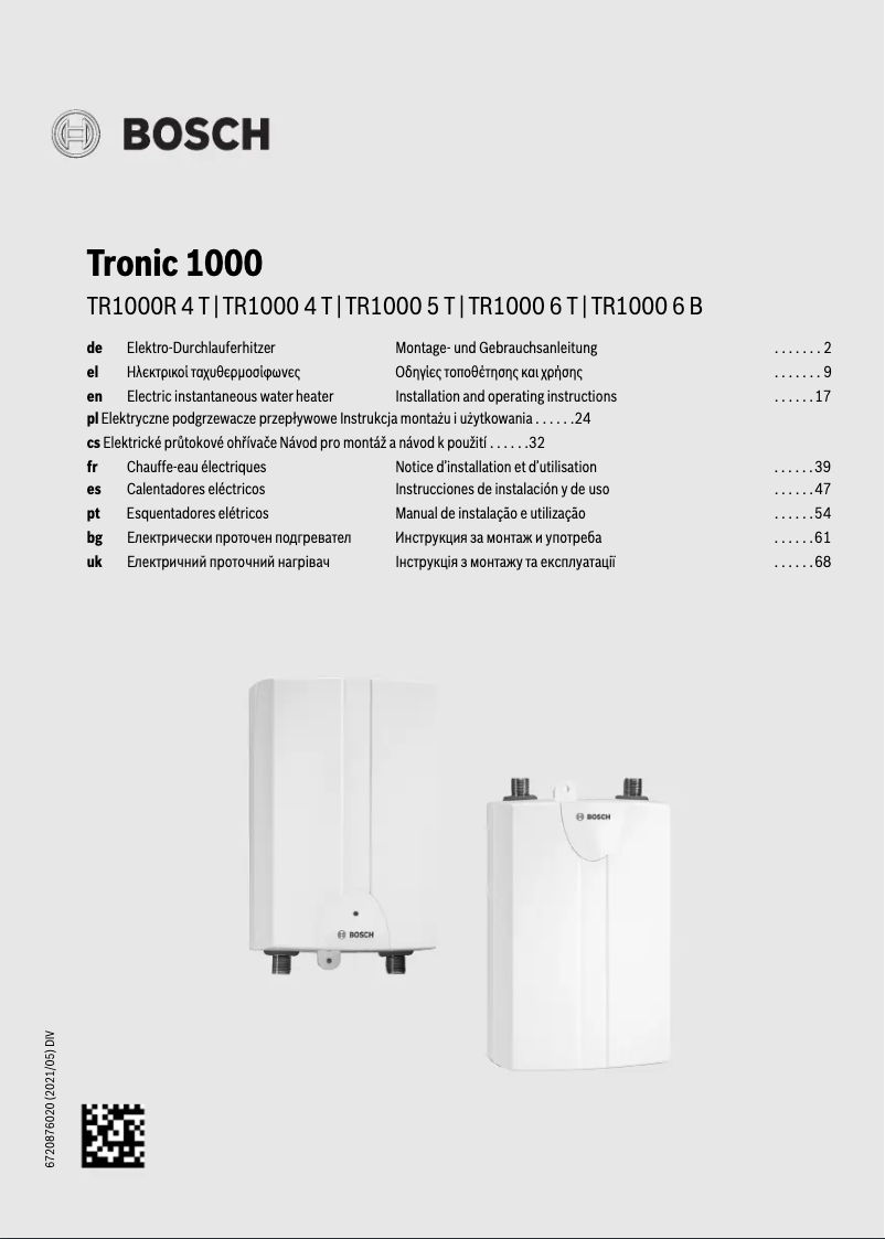 Page 1 de la notice Manuel utilisateur Bosch Tronic 1000