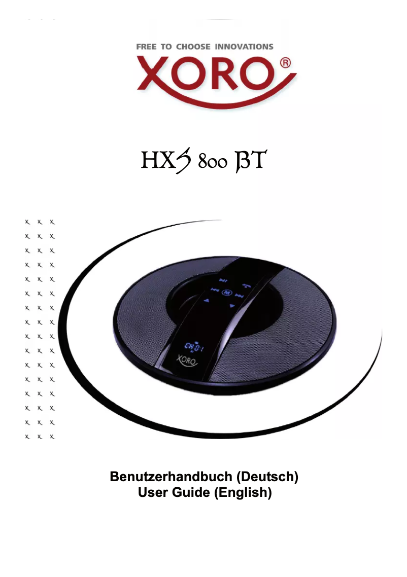 Page n°1 - Manuel utilisateur Xoro HXS 800 BT