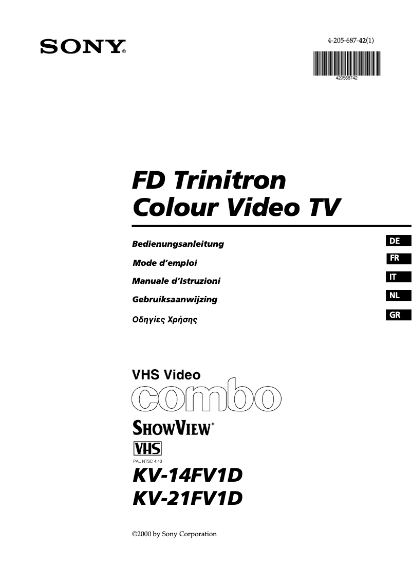 Page 1 de la notice Manuel utilisateur Sony KV-21FV1D