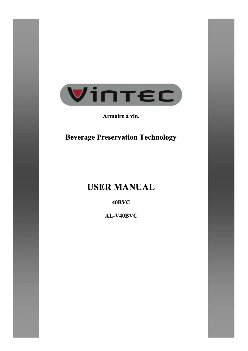 Page 1 de la notice Manuel utilisateur Vintec V40BVCBK